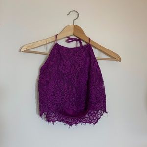 PacSun purple laced cropped halter top